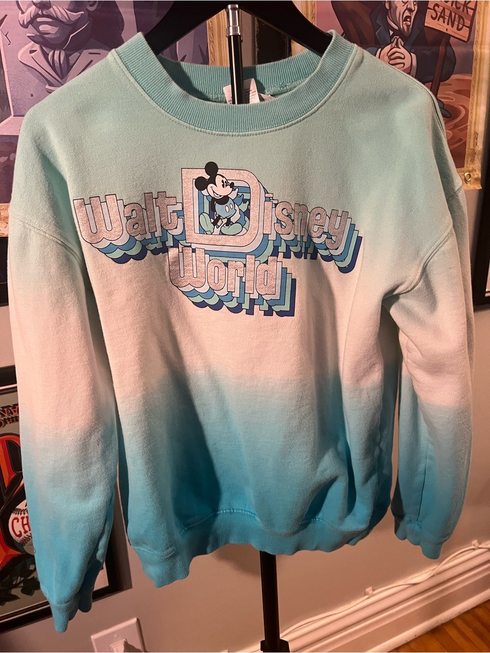 Disney WDW Mickey Ombre Aqua to Teal Crewneck Sweatshirt